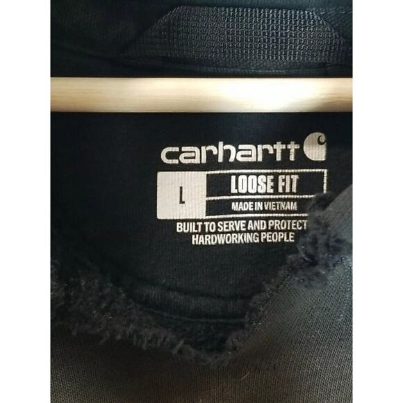 Carhartt Sweatshirt Hoodie Mens Large Thrashed Distressed Black - Picture 7 of 14